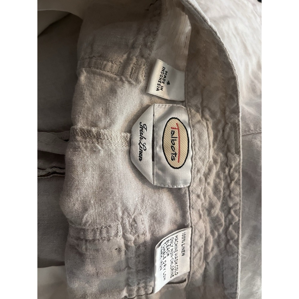 TALBOTS Womens 4 SHORTS Beige LINEN Drawstring Irish Linen 474 - Picture 6 of 6